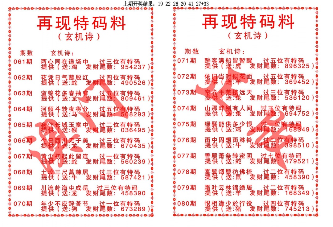 076期再现特码料[图]